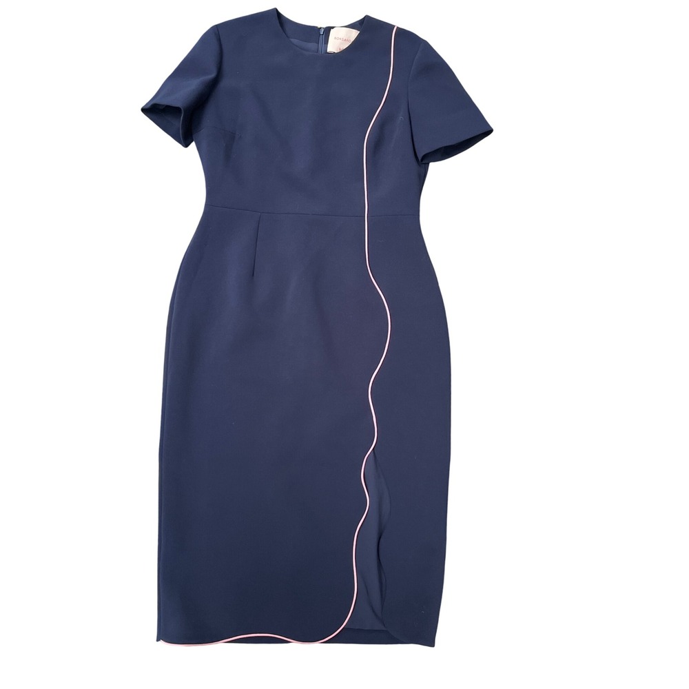 Roksanda Ilincic Navy Midi Dress with Pink Piping